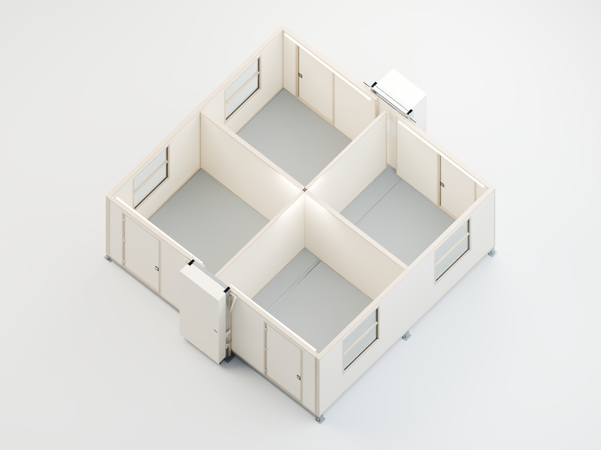 FORTS 38 dormitory layout with four separate rooms and individual exterior entrances