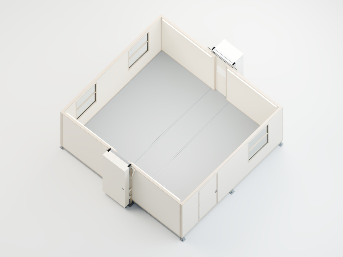 FORTS 38 roof-off layout showing an open interior and a long-wall entrance
